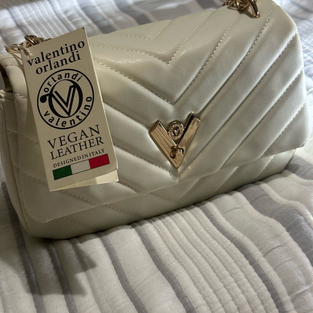 Valentino Orlandi Cream Vegan Leather Bag